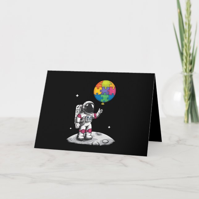 Autistic Astronaut Balloon Space Autism Awareness Thank You Card (Front)