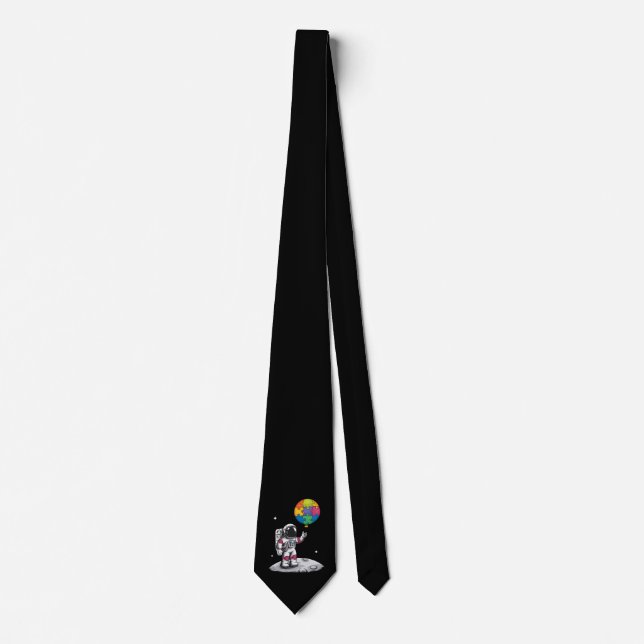 Autistic Astronaut Balloon Space Autism Awareness Tie (Front)
