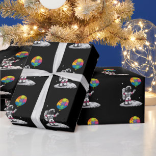Autistic Astronaut Balloon Space Autism Awareness Wrapping Paper