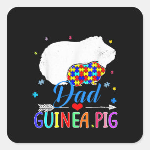 Autistic  Autism Awareness Guinea Pig Puzzle Piece Square Sticker