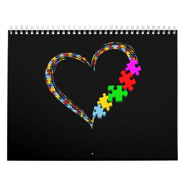 Autistic | Autism Awareness Heart Puzzle Piece Calendar (Cover)