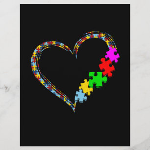 Autistic Autism Awareness Heart Puzzle Piece Custom Letterhead