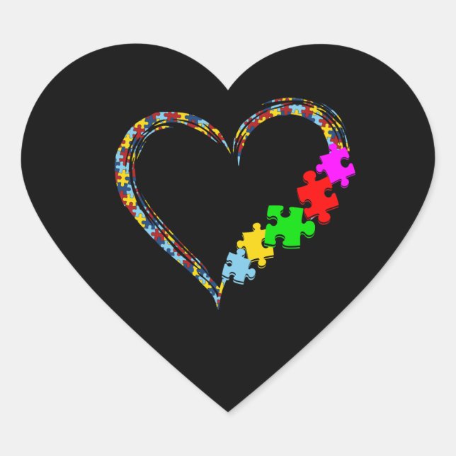 Autistic | Autism Awareness Heart Puzzle Piece Heart Sticker (Front)