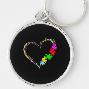 Autistic   Autism Awareness Heart Puzzle Piece Key Ring