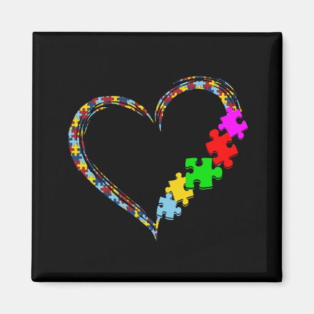 Autistic | Autism Awareness Heart Puzzle Piece Magnet (Front)
