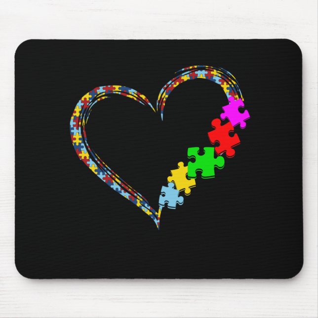 Autistic | Autism Awareness Heart Puzzle Piece Mouse Mat (Front)