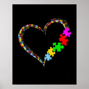 Autistic   Autism Awareness Heart Puzzle Piece Poster