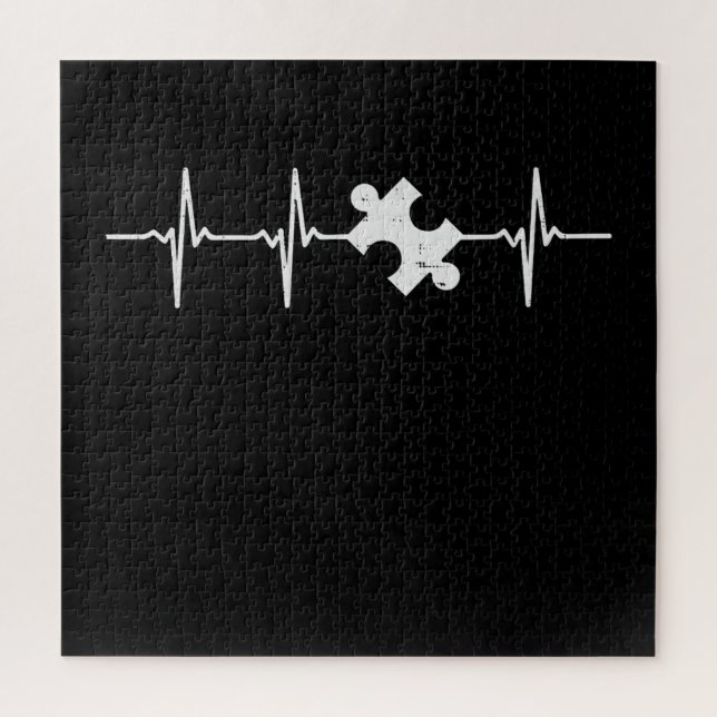 Autistic | Autism Awareness Heartbeat Puzzle Piece (Vertical)