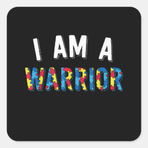 Autistic Autism Awareness I Am Warrior Puzzle Square Sticker