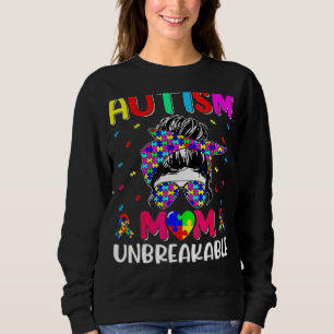 Autistic Autism Awareness Mum L Ife  Women Bleache Sweatshirt