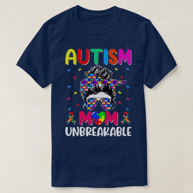 Autistic Autism Awareness Mum Life Women Bleached T-Shirt (Design Front)