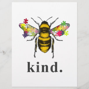 Autistic Autism Be Kind Beekeeper Puzzle Piece Custom Letterhead