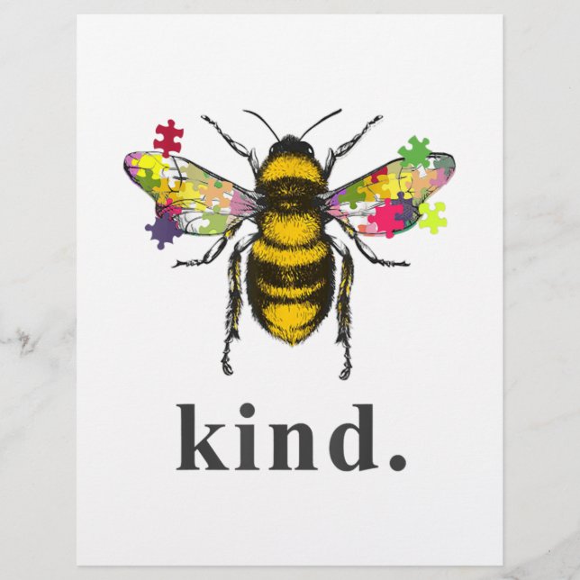 Autistic | Autism Be Kind Beekeeper Puzzle Piece Custom Letterhead (Front)