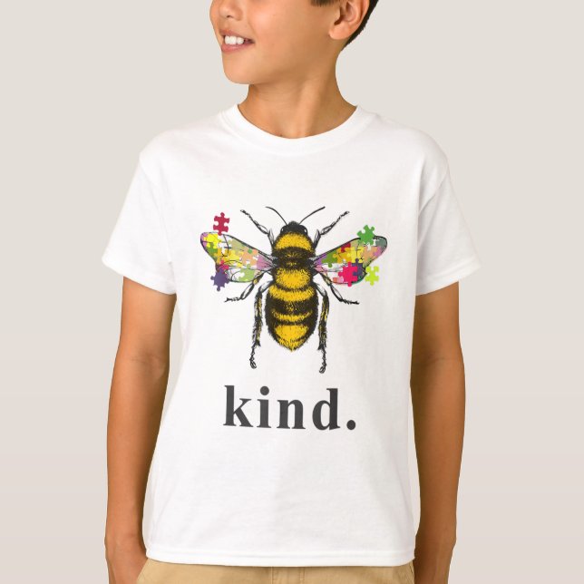 Autistic | Autism Be Kind Beekeeper Puzzle Piece T-Shirt (Front)