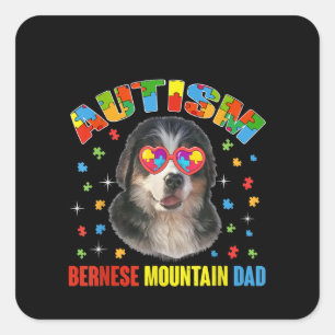 Autistic Autism Bernese Mountain Dog Dad Puzzle Square Sticker
