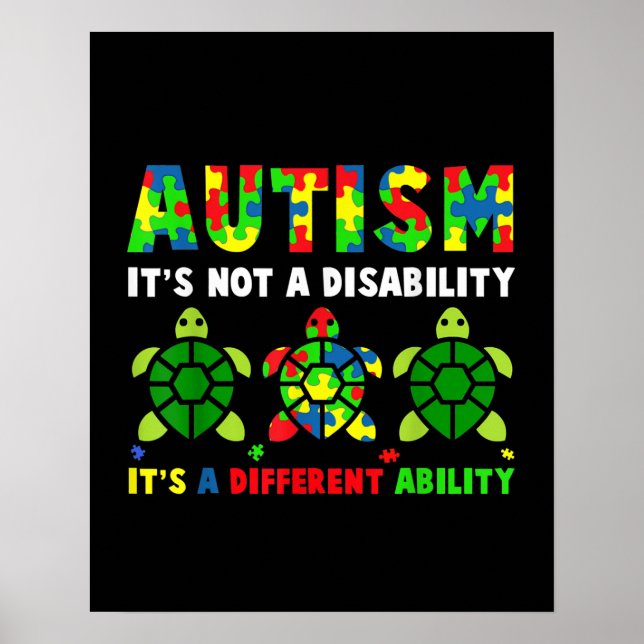 Autistic | Autism It's Not A Disability Poster (Front)