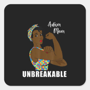 Autistic Autism Mum Unbreakable Puzzle Piece Square Sticker