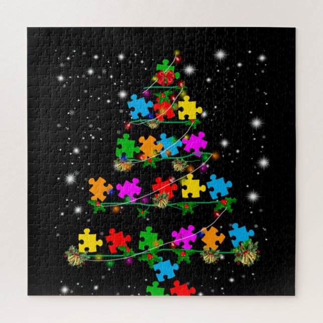Autistic | Autism Puzzle Piece Christmas Tree (Vertical)