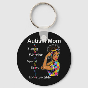 Autistic awareness Gift with Afro African American Key Ring