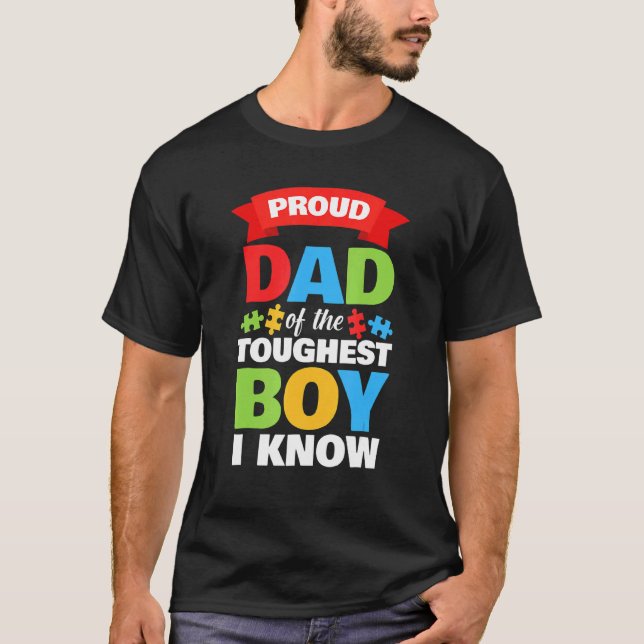 Autistic Awareness Month Mens Proud Autism Dad Son T-Shirt (Front)
