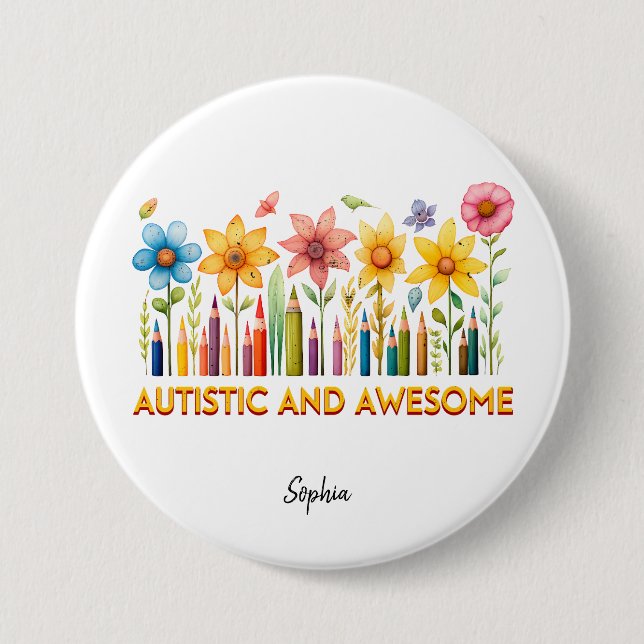 AUTISTIC & AWESOME Autism Awareness 7.5 Cm Round Badge (Front)