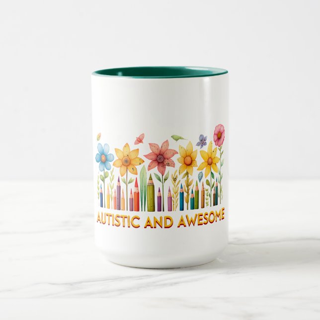 AUTISTIC & AWESOME Autism Awareness Mug (Center)