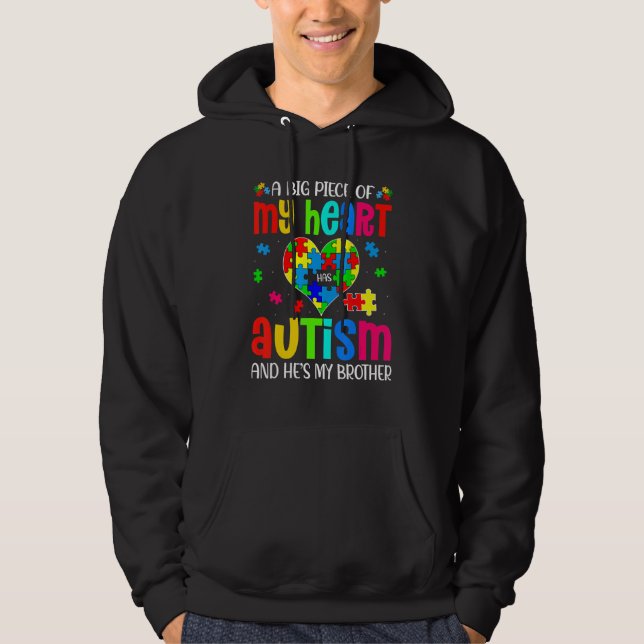 Autistic Boy Piece My Heart Has Autism He's My Bro Hoodie (Front)