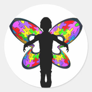 Autistic Butterfly Ribbon Classic Round Sticker