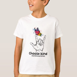 Autistic   Choose Kind Autism Awareness Butterfly T-Shirt