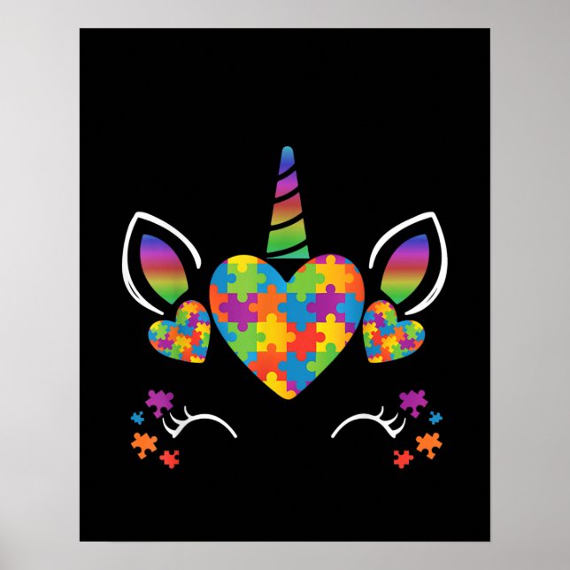 Autistic | Cute Unicorn Autism Awareness Puzzle Poster (Front)