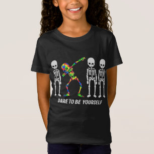 Autistic Dare To Be Different Dabbing Skeleton T-Shirt