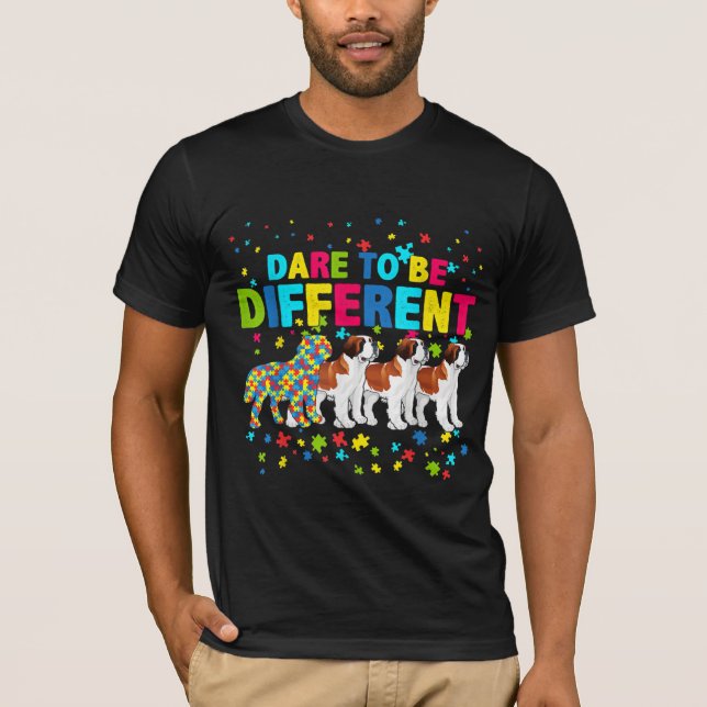Autistic | Dare To Be Different Saint Bernard Dog T-Shirt (Front)