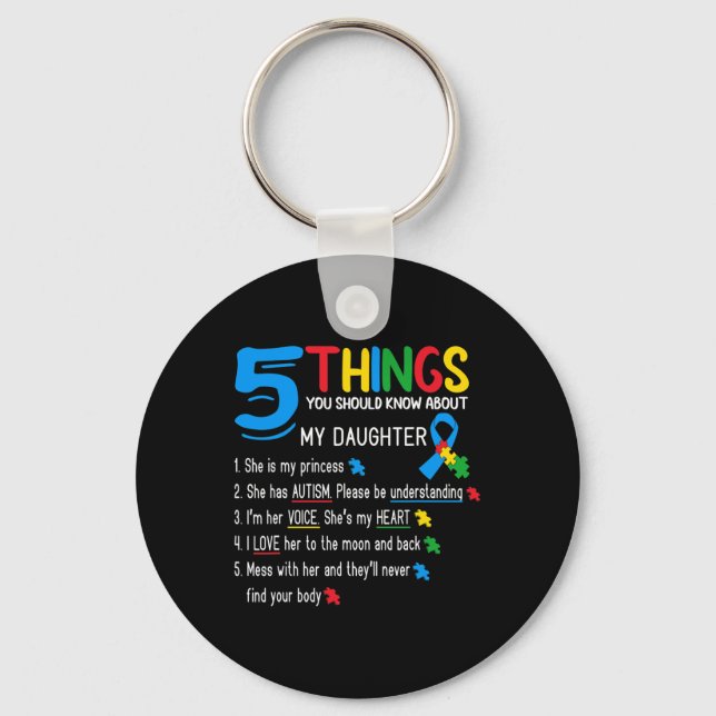 Autistic Daughter Autism Awareness Support Mum Dad Key Ring (Front)