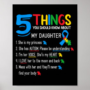 Autistic Daughter Autism Awareness Support Mum Dad Poster