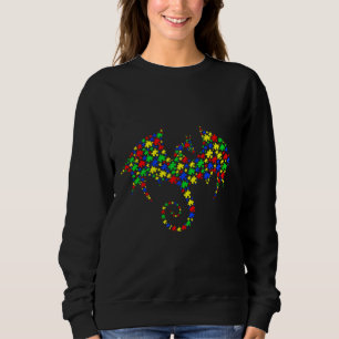 Autistic Dragon Puzzle Animals Support Autism Awar Sweatshirt