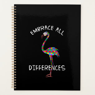 Autistic   Embrace All Differences Flamingo Puzzle Planner