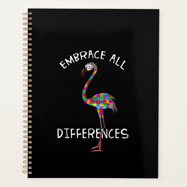 Autistic | Embrace All Differences Flamingo Puzzle Planner (Front)