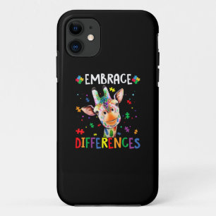Autistic  Embrace Differences Giraffe Puzzle Piece iPhone 11 Case