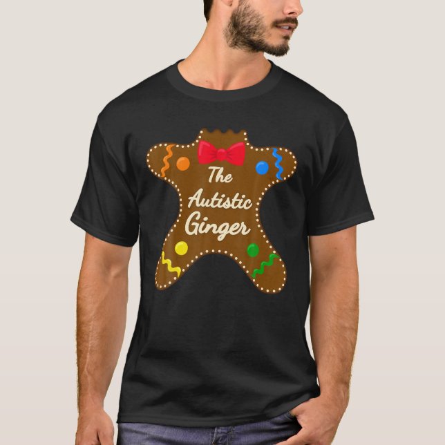 Autistic Ginger Autism Gingerbread Family Matching T-Shirt (Front)
