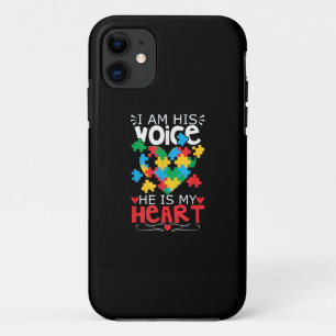 Autistic   I Am His Voice He Is My Heart Puzzle iPhone 11 Case