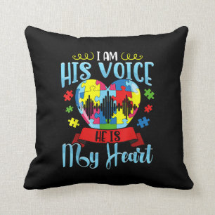 Autistic   I Am His Voice He Is My Heart Puzzle Cushion
