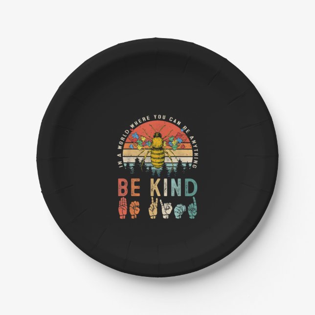 Autistic | In A World Where You Can Be Anything Paper Plate (Front)