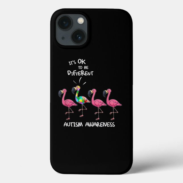 Autistic | It's Ok To Be Different Flamingo Puzzle Case-Mate iPhone Case (Back)
