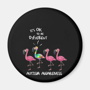 Autistic It's Ok To Be Different Flamingo Puzzle Magnet