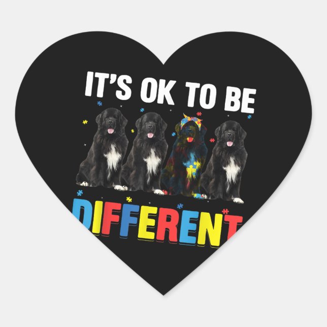 Autistic |It's Ok To Be Different Newfoundland Mum Heart Sticker (Front)