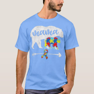 Autistic Kid Mama Bear , Autism Awareness Puzzle T-Shirt