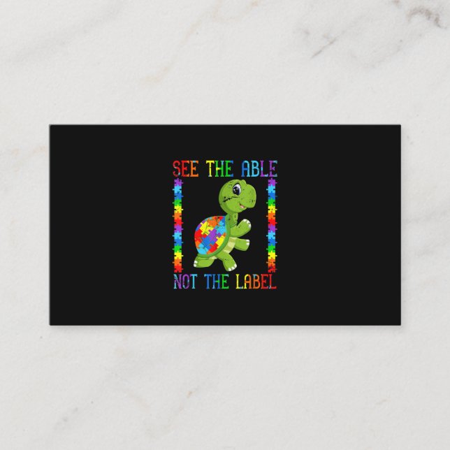 Autistic Kid Mum Turtle Fighter Autism Puzzle Business Card (Front)
