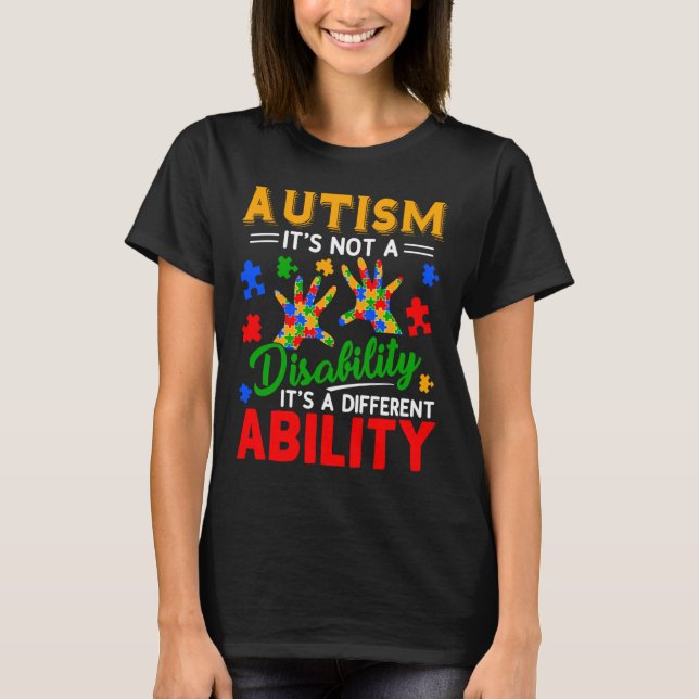 Autistic Kids Its A Different Ability Autism Aware T-Shirt (Front)
