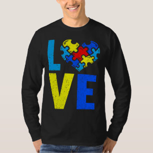 Autistic Kids Puzzle Pieces Heart Love Autism Awar T-Shirt