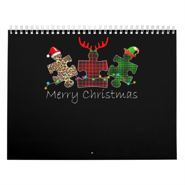 Autistic | Merry Christmas Autism Puzzle Piece Calendar (Cover)